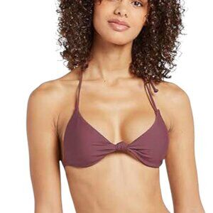 NWT VOLCOM SIMPLY SEAMLESS TRI BIKINI TOP RESORT SURFER SNOWBOARDING SWIMWEAR SM